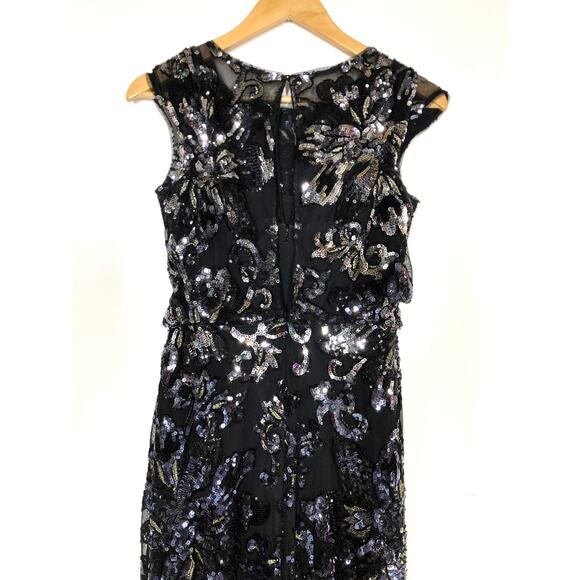 Badgley Mischka Midnight Swirl Gown Maxi Dress 4 - Picture 8 of 13